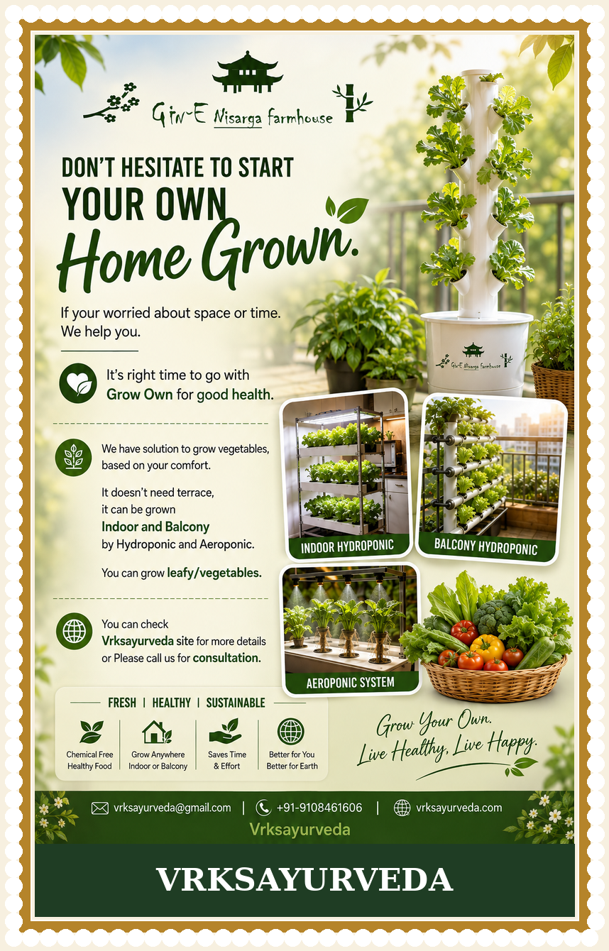 Don't hesitate to start your own Home Grown - Indoor and Balcony Hydroponic and Aeroponic systems, Vrksayurveda
